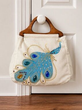 Vintage Y2K Jeweled Peacock Handbag